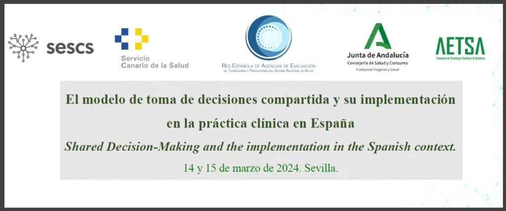 Fotograma del curso "El modelo de toma de decisiones compartida y su implementación en la práctica clínica en España" Organizado por el Servicio de Evaluación de Tecnologías Sanitarias de Andalucía y el Servicio de Evaluación y Planificación del Servicio Canario de la Salud